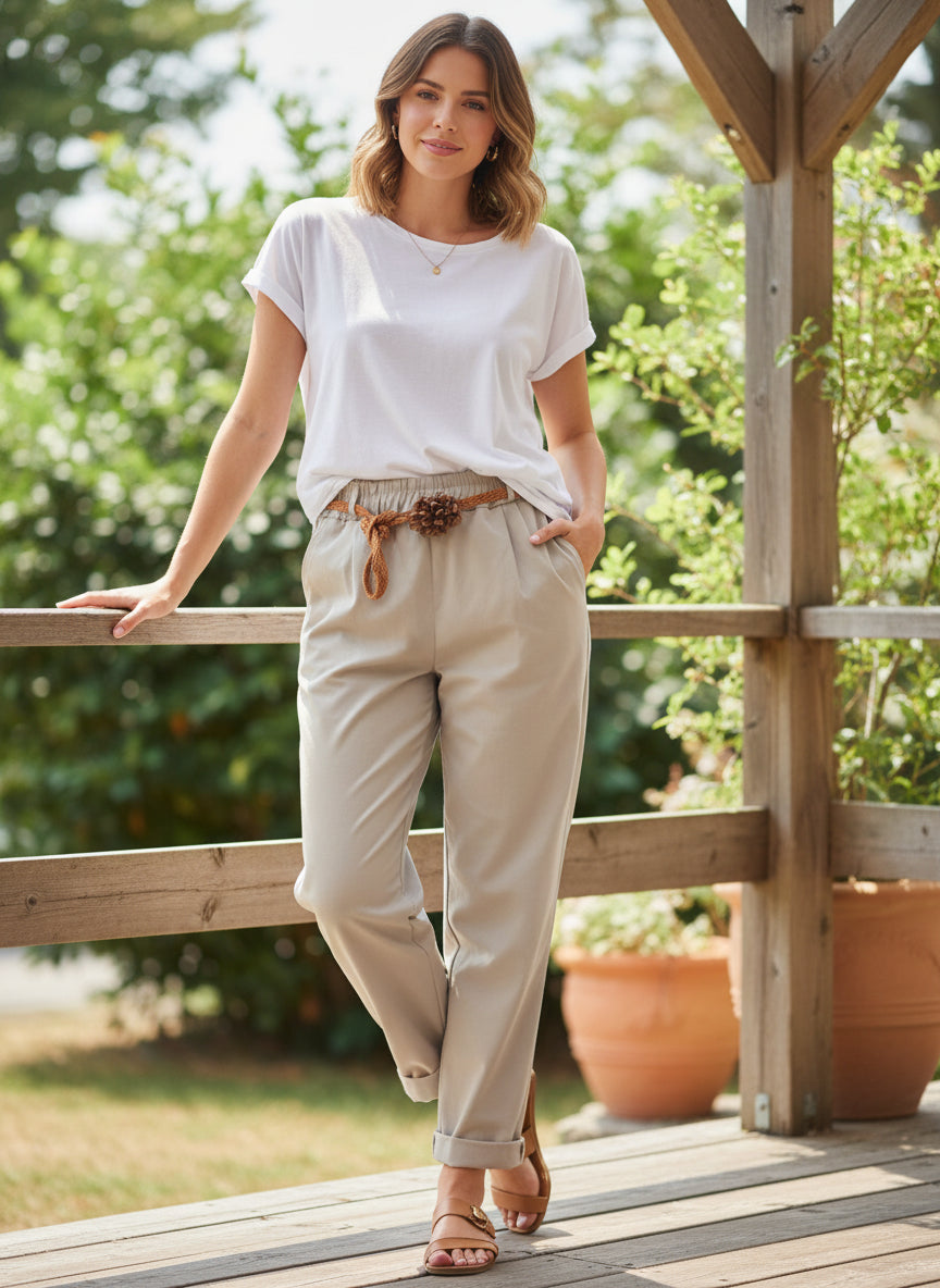 pantalon magique ceinture fleur